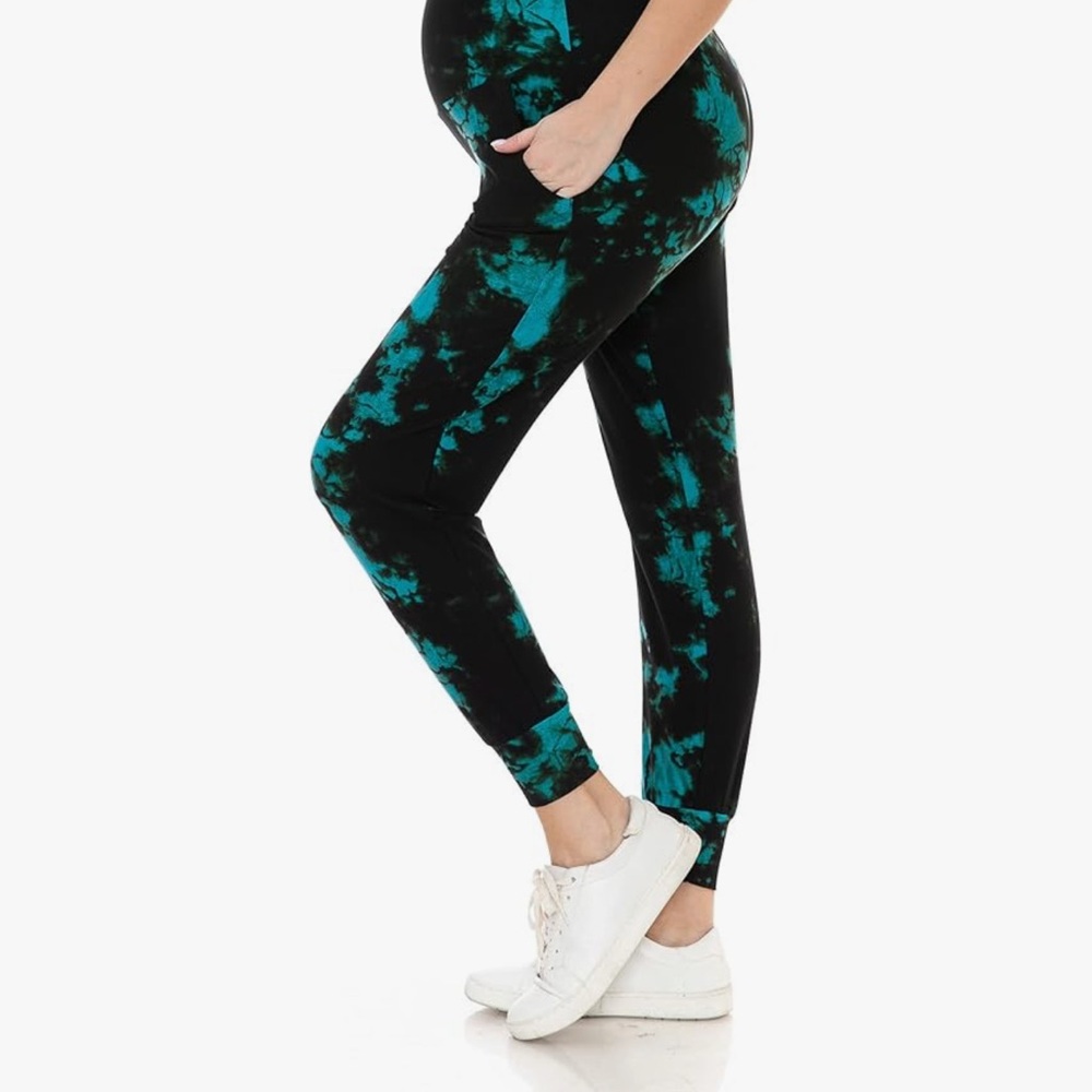 Tie-Dye Leggings in Black and Teal